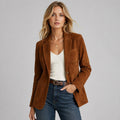 Vintage Brown Suede Blazer Women, Genuine Leather Jacket, Western Boho Blazer, Classic Tailored Coat, Fall Fashion Gift For Her