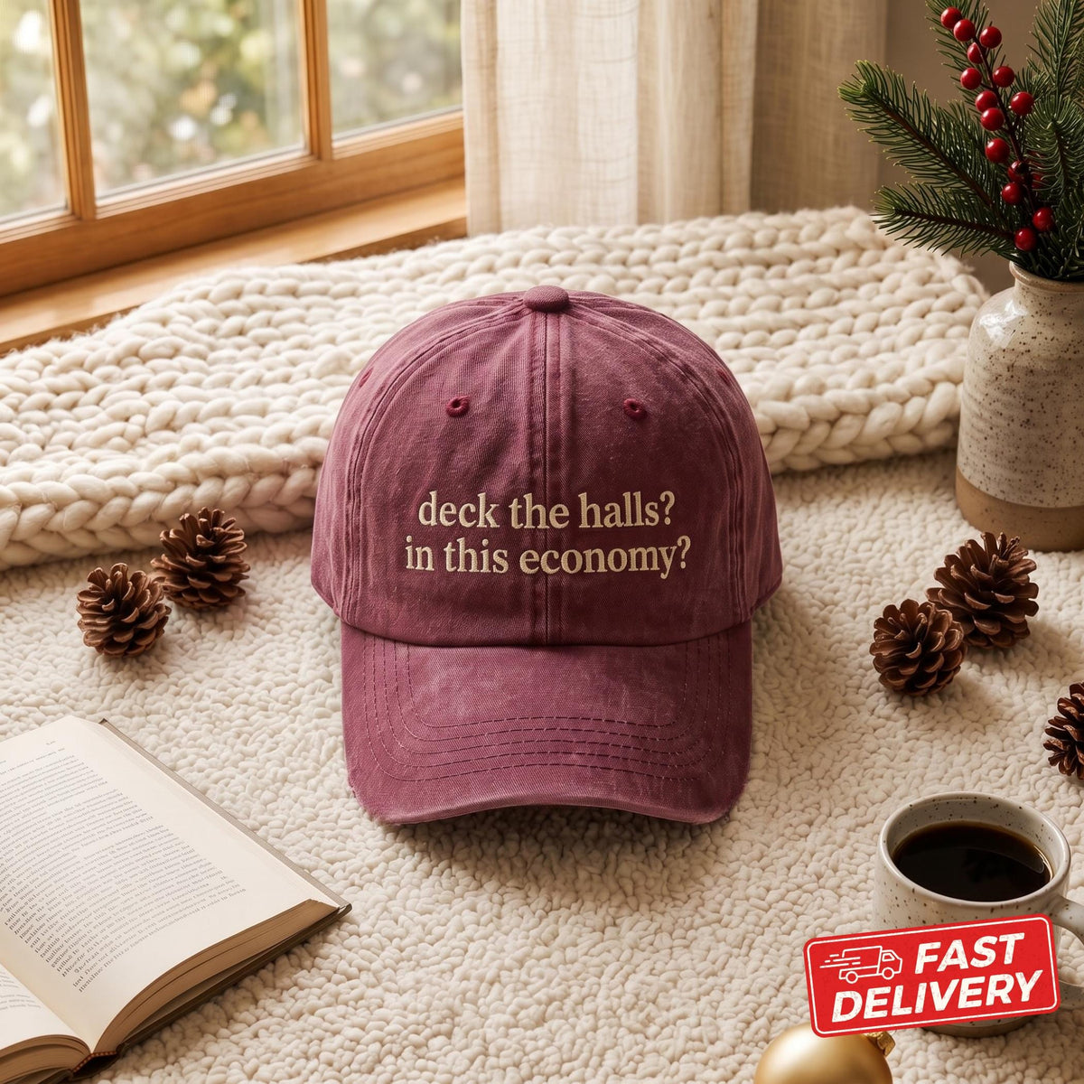 Sarcastic Christmas Phrase Baseball Caps, Gen Z Washed Cotton Hats