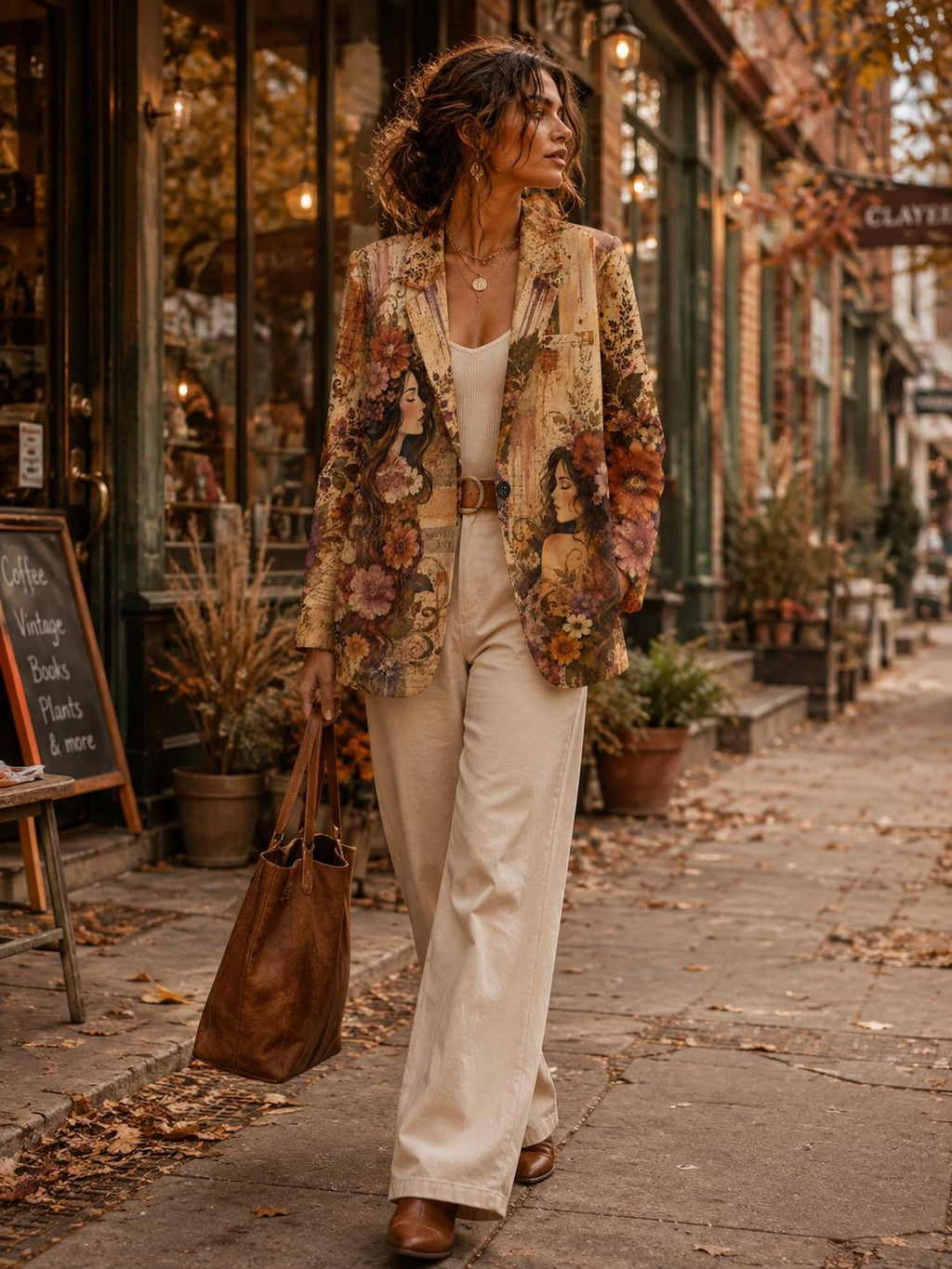 100% Cotton Boho Floral Blazer, Vintage Botanical Collage Jacket, Artsy Wearable Art