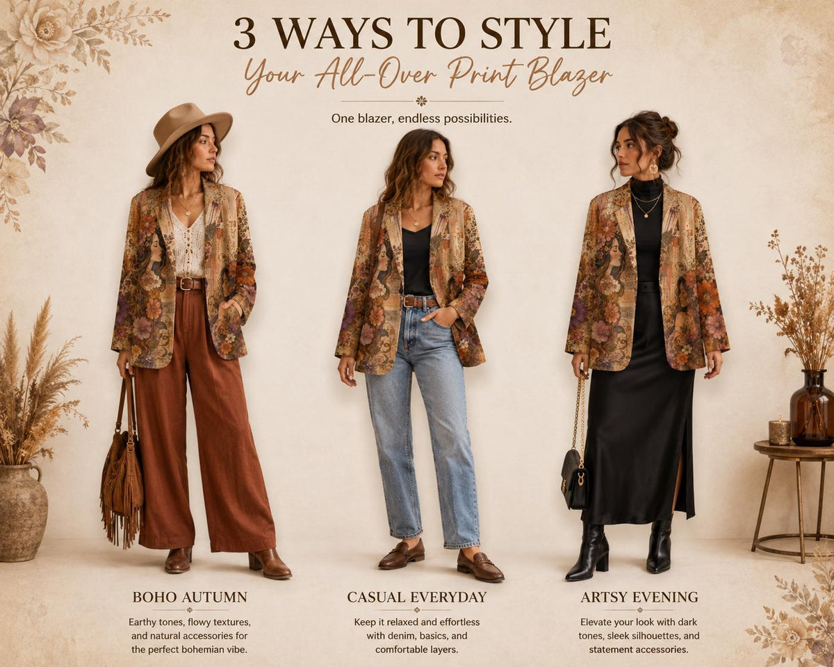 100% Cotton Boho Floral Blazer, Vintage Botanical Collage Jacket, Artsy Wearable Art