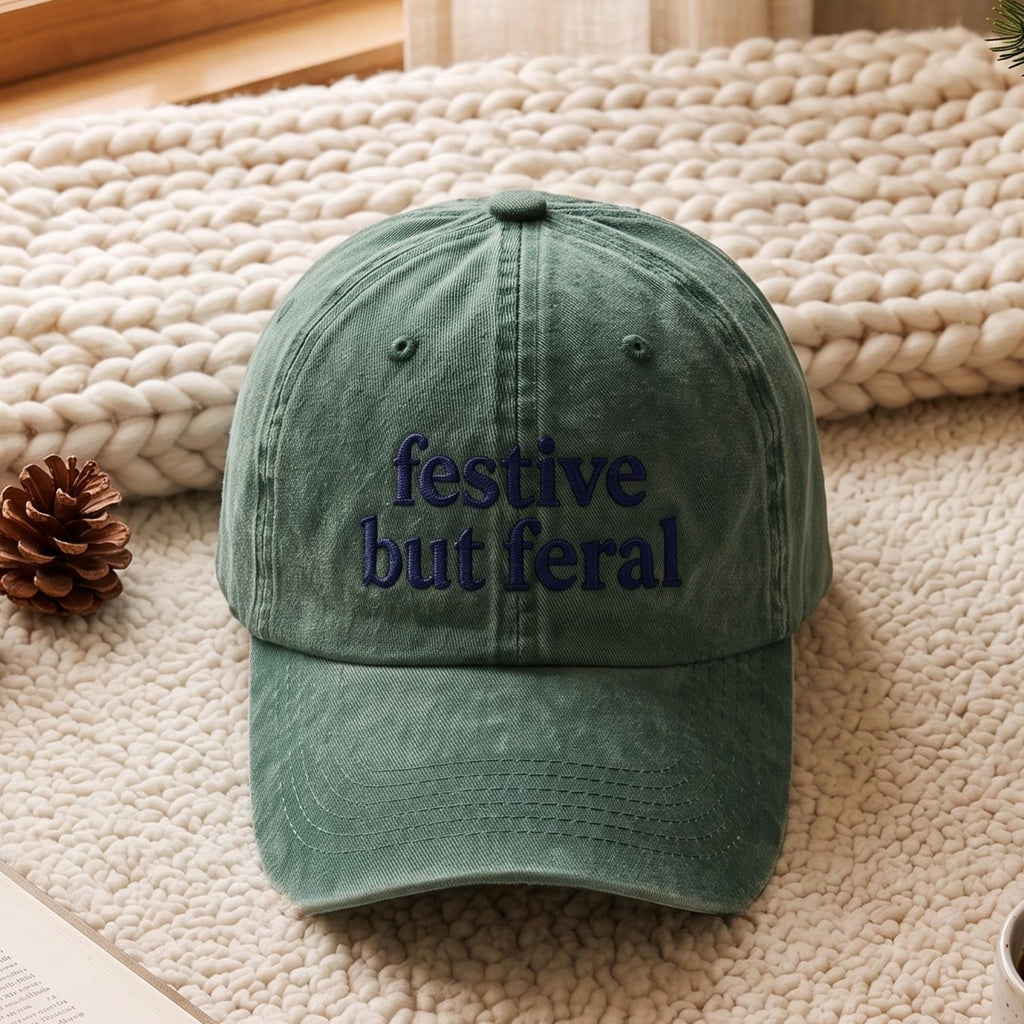 Sarcastic Christmas Phrase Baseball Caps, Gen Z Washed Cotton Hats
