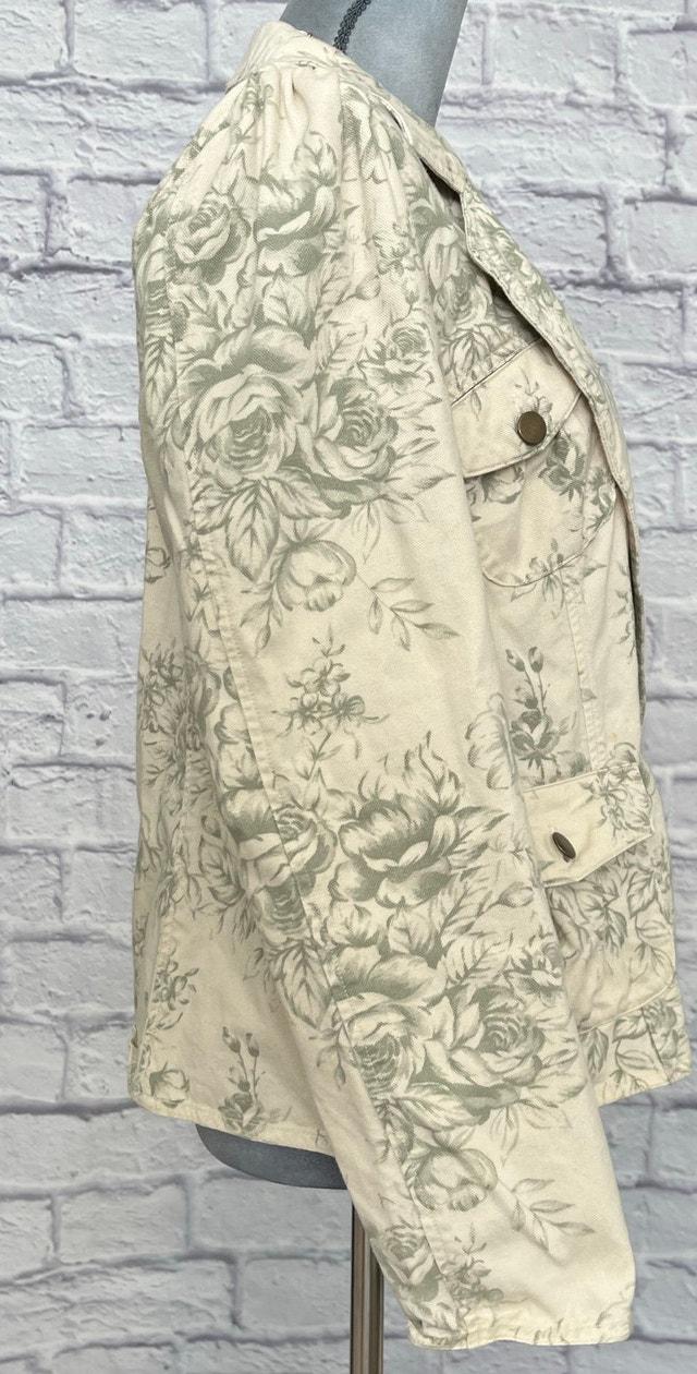 Vintage Y2K Faded Glory Sage and Cream Floral Retro Shabby Chic Jacket
