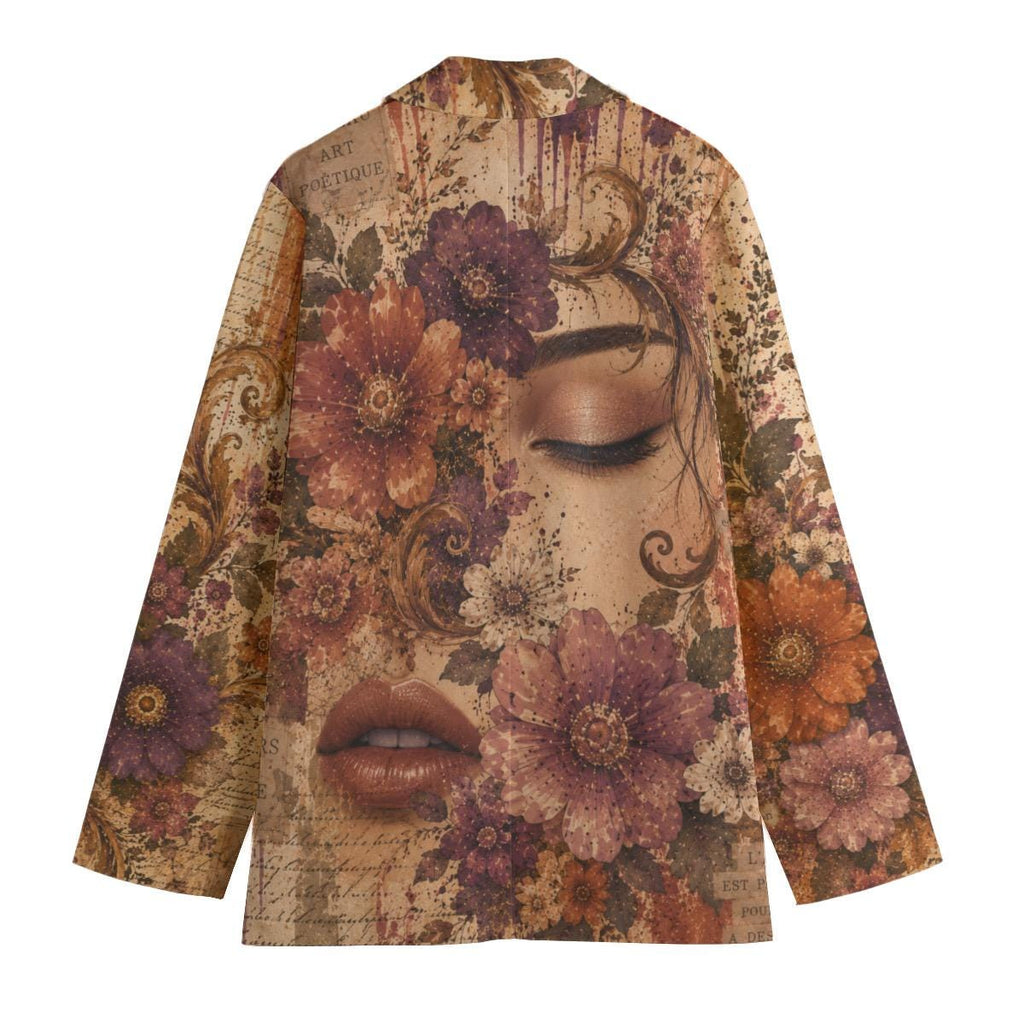 100% Cotton Boho Floral Blazer, Vintage Botanical Collage Jacket, Artsy Wearable Art
