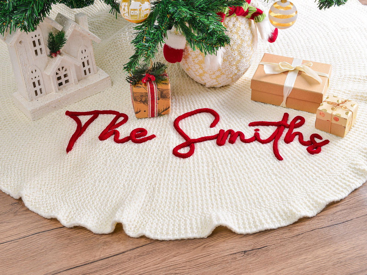 Personalized Christmas Tree Skirt, Family Christmas Tree Skirts, Custom House Warming Gift, Christmas Home Decor, Christmas Decorations