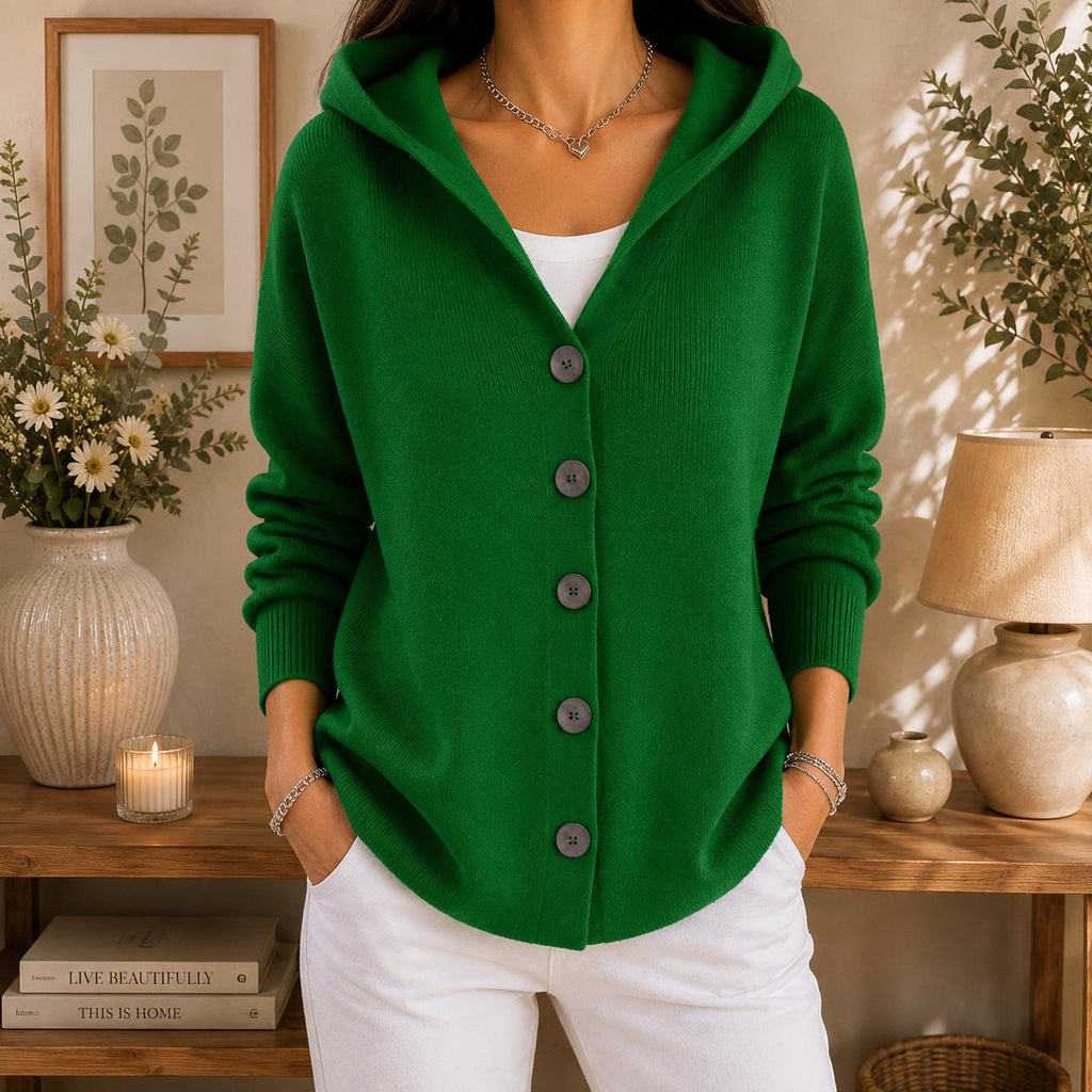 Women's Cozy Hooded Cardigan | Button Front Knit Sweater | Casual Fall Winter Layering