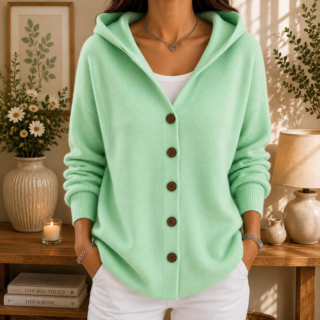 Women's Cozy Hooded Cardigan | Button Front Knit Sweater | Casual Fall Winter Layering