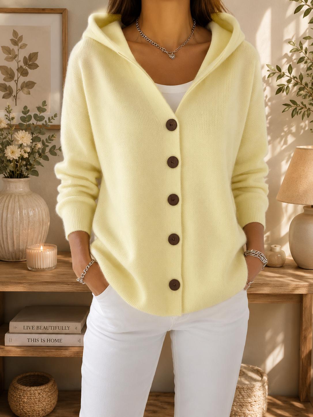 Women's Cozy Hooded Cardigan | Button Front Knit Sweater | Casual Fall Winter Layering