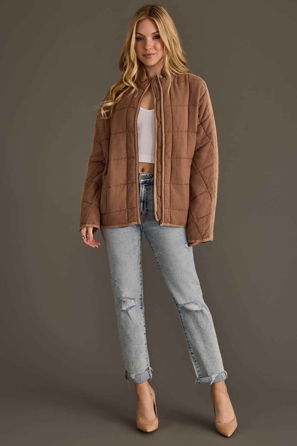 Tan Soft Quilted Jacket
