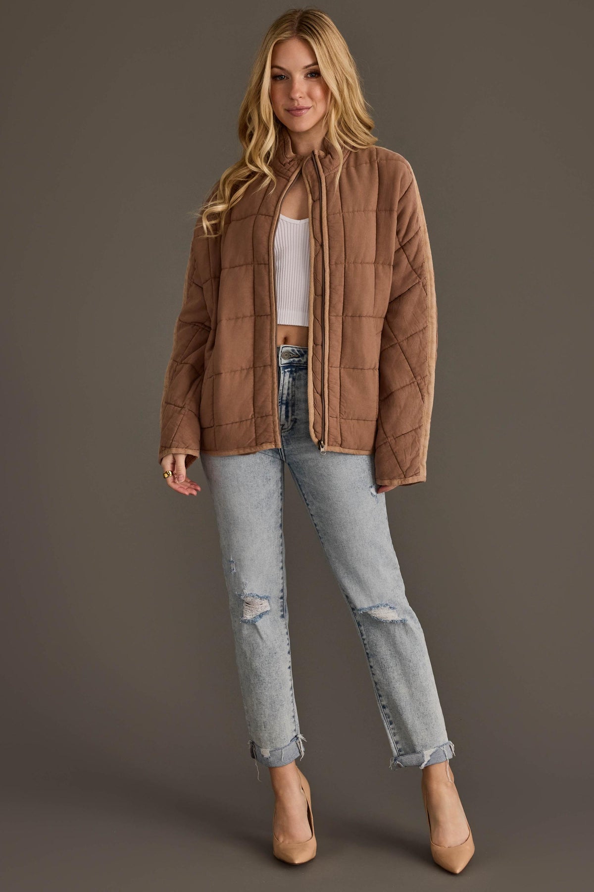 Tan Soft Quilted Jacket