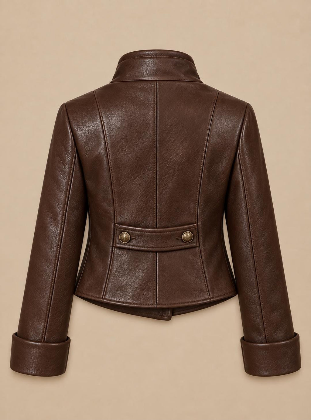 Women's Wool Jacket, Brown Military Style Coat, High Collar Tailored Fall Winter Outerwear