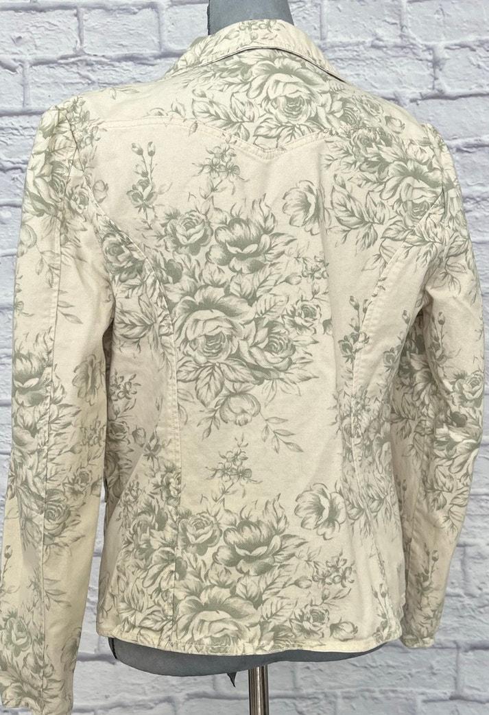Vintage Y2K Faded Glory Sage and Cream Floral Retro Shabby Chic Jacket