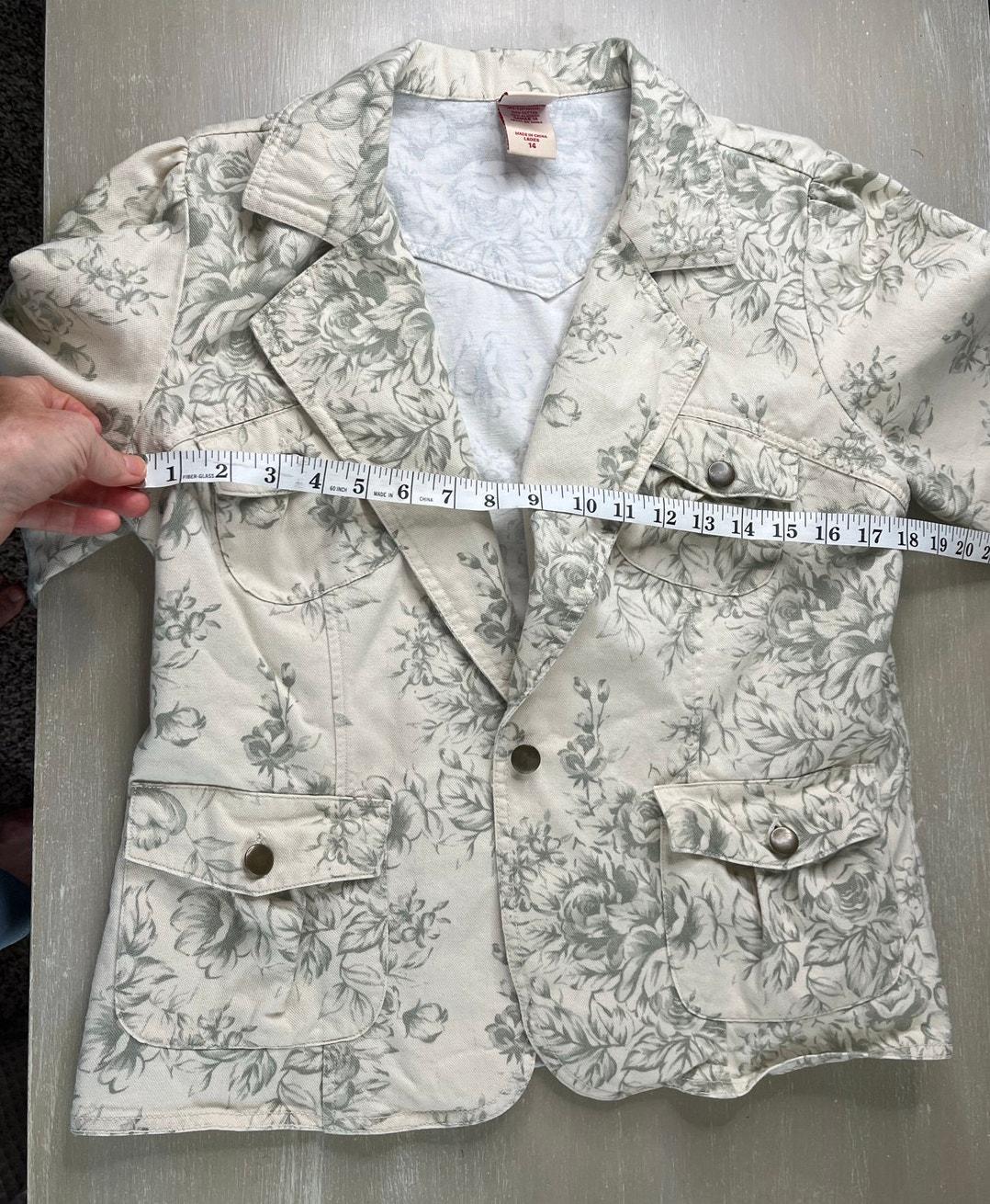 Vintage Y2K Faded Glory Sage and Cream Floral Retro Shabby Chic Jacket