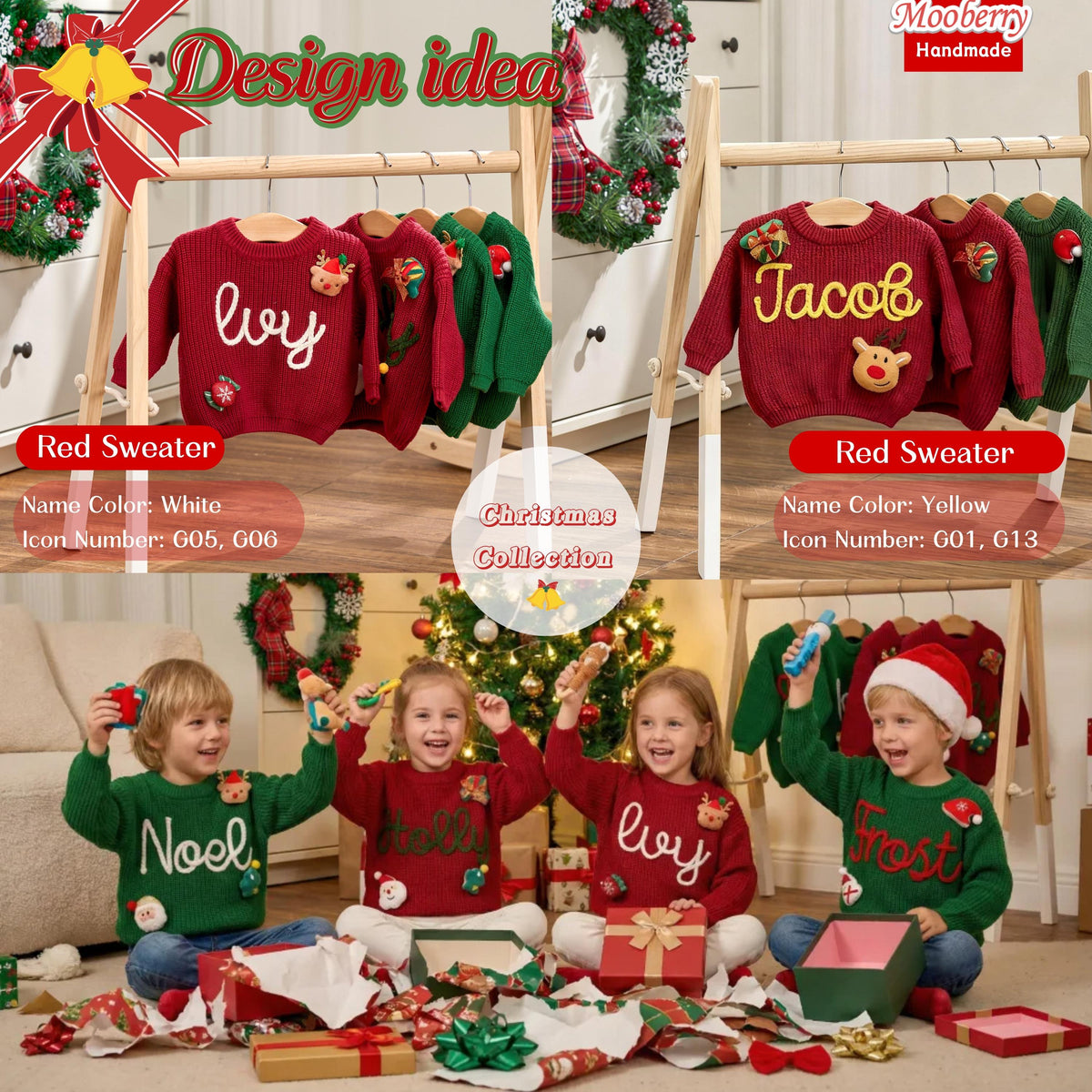 2025 Christmas Sweater - Custom Name Knit Sweater - Toddler Knit Jumper - Christmas Jumper Day