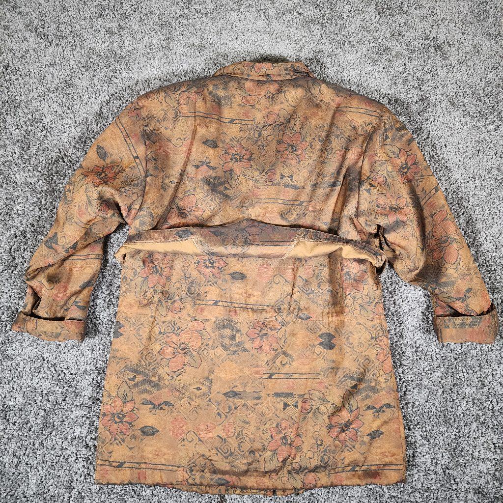 Vintage 1980s London Fog Trench Coat, Brown Floral Thinsulate Insulated Jacket (Medium)
