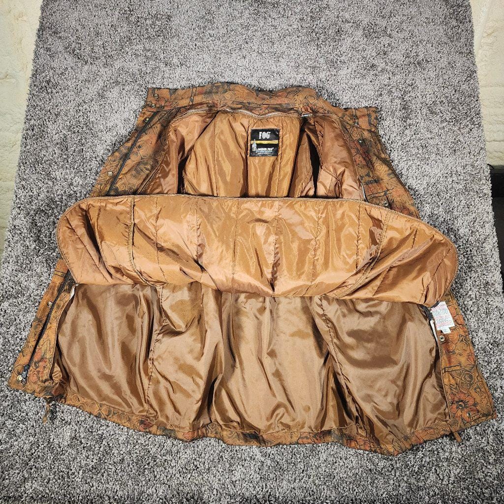 Vintage 1980s London Fog Trench Coat, Brown Floral Thinsulate Insulated Jacket (Medium)