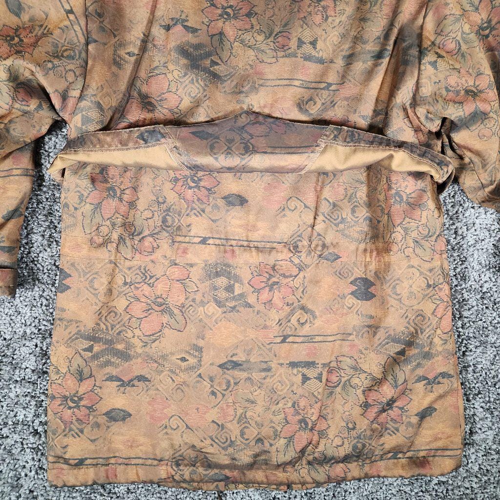 Vintage 1980s London Fog Trench Coat, Brown Floral Thinsulate Insulated Jacket (Medium)
