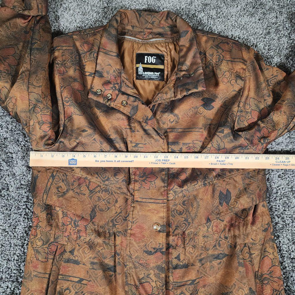 Vintage 1980s London Fog Trench Coat, Brown Floral Thinsulate Insulated Jacket (Medium)