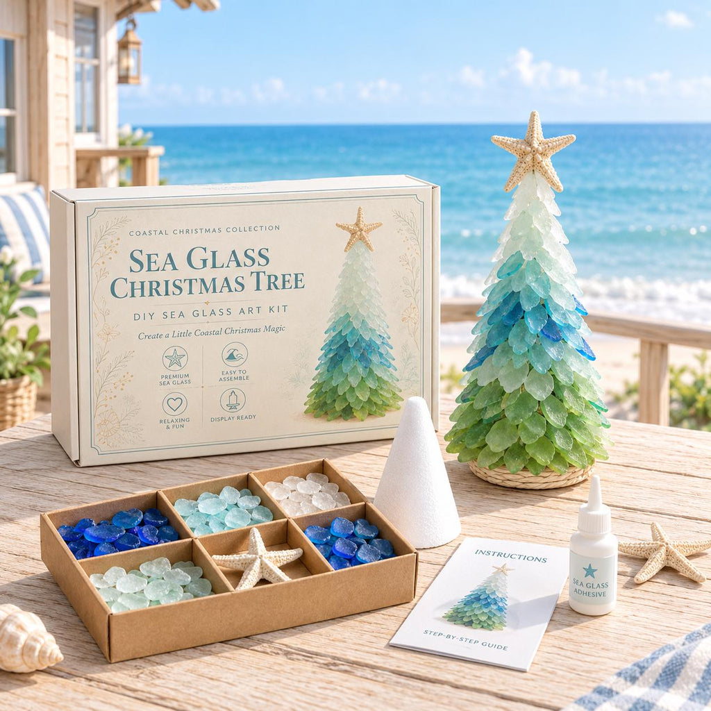 DIY Sea Glass Christmas Tree Kit,Coastal Christmas Craft, Handmade Christmas Gift, Coastal Christmas Gift Set
