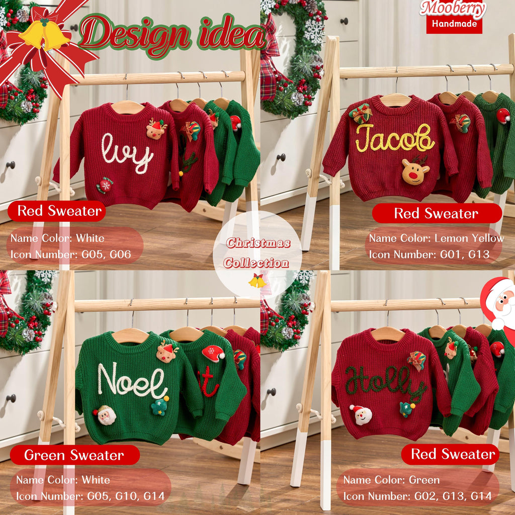 2025 Christmas Sweater - Custom Name Knit Sweater - Toddler Knit Jumper - Christmas Jumper Day