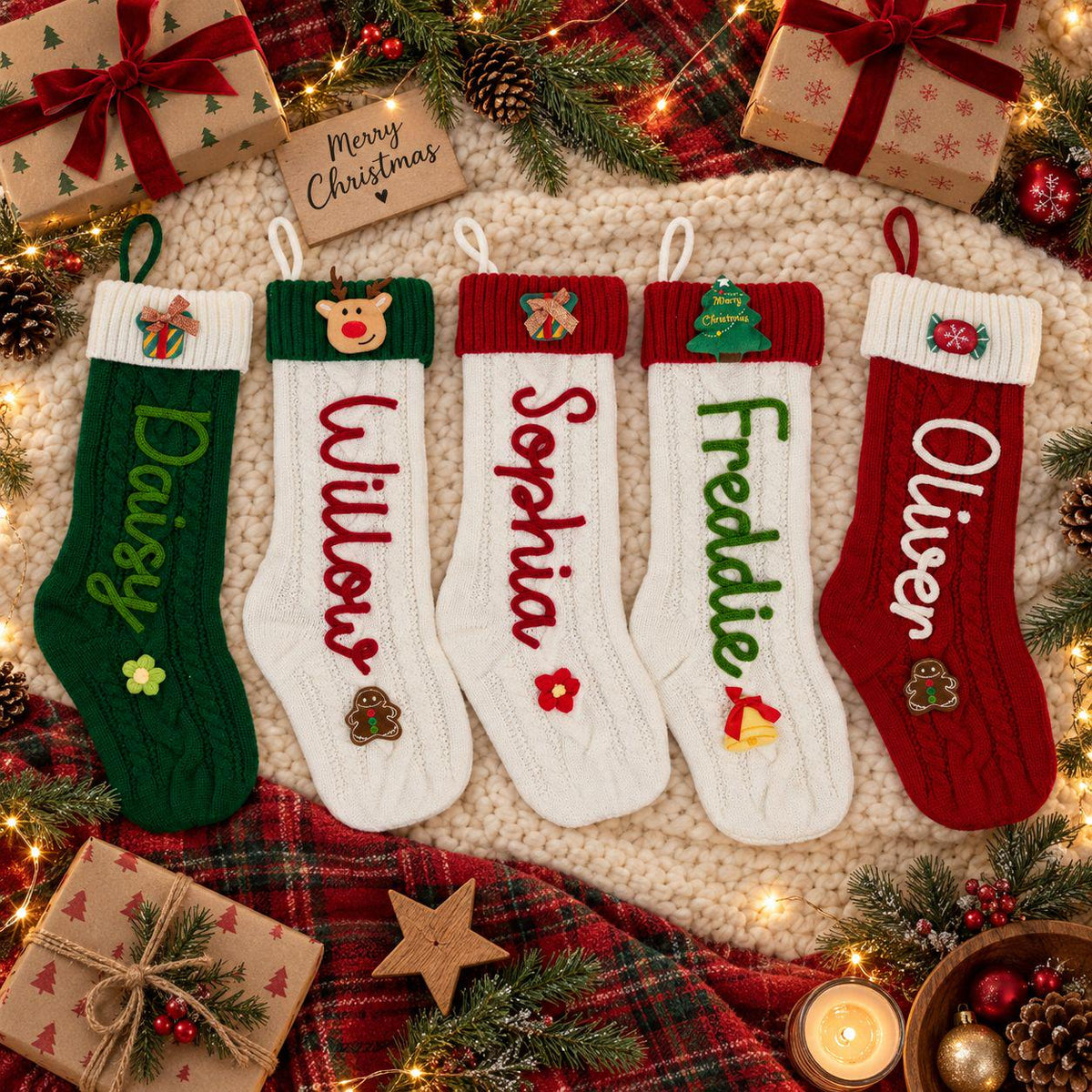 2026 Christmas Personalized Christmas Stocking - Custom Name Knit Stocking - Toddler Knit Stocking - Christmas Stocking Day