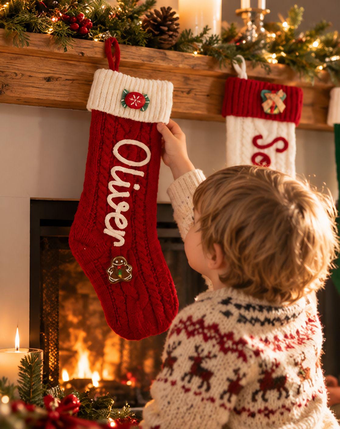 2026 Christmas Personalized Christmas Stocking - Custom Name Knit Stocking - Toddler Knit Stocking - Christmas Stocking Day