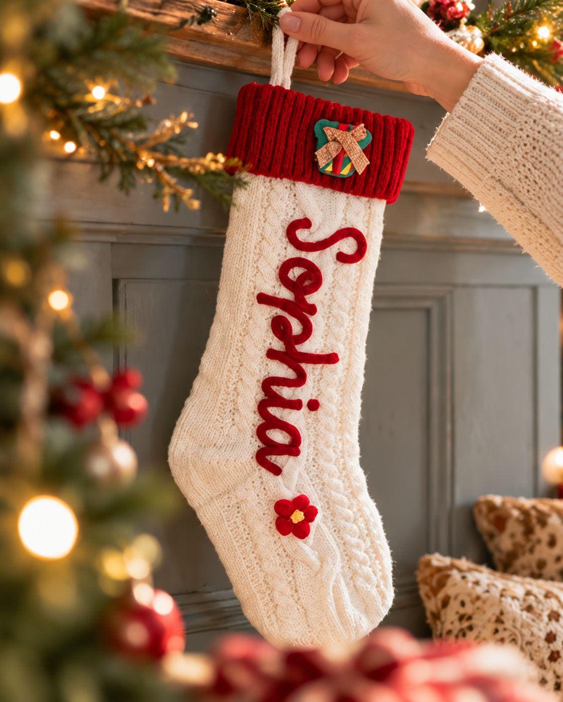 2026 Christmas Personalized Christmas Stocking - Custom Name Knit Stocking - Toddler Knit Stocking - Christmas Stocking Day