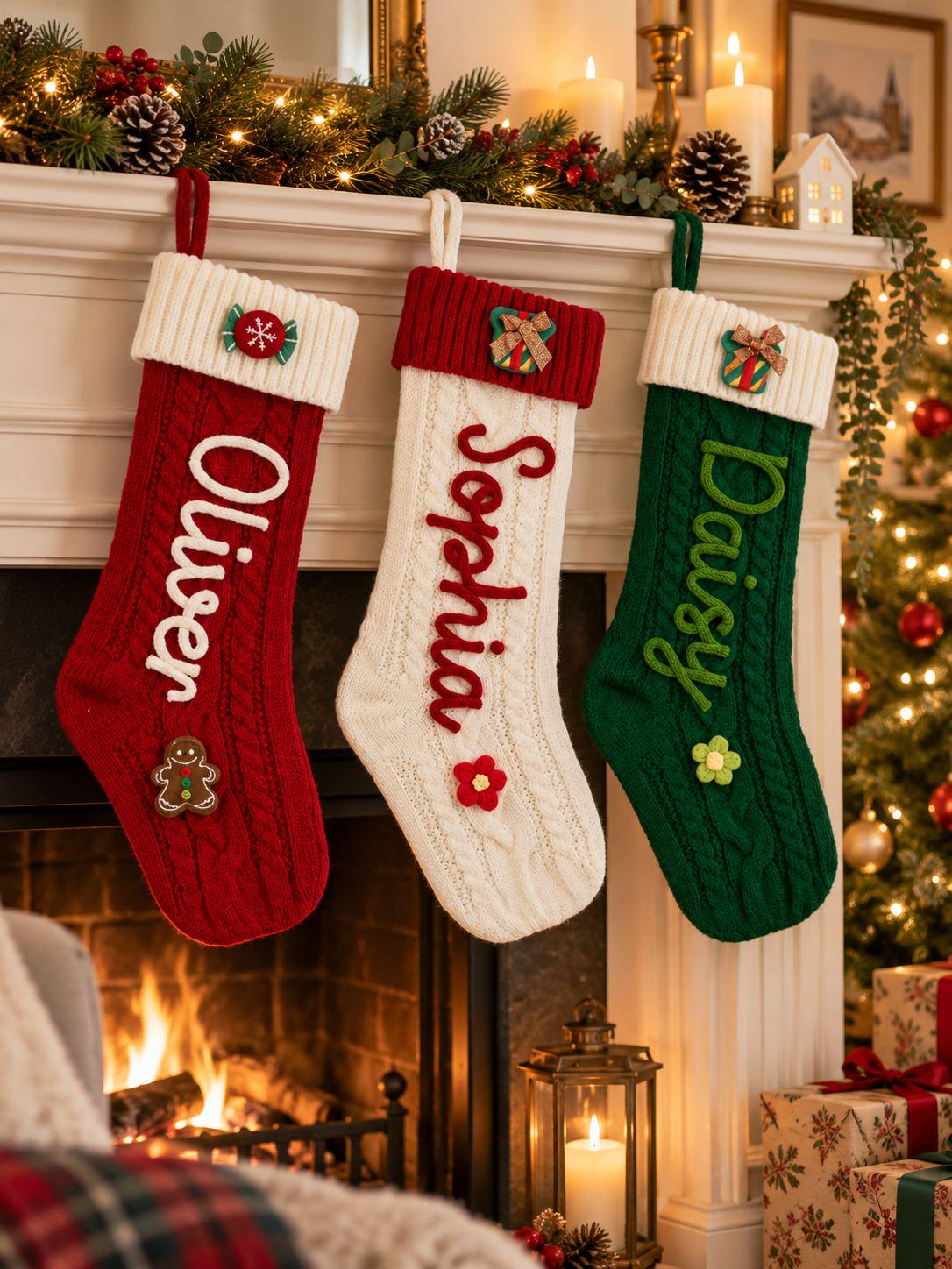 2026 Christmas Personalized Christmas Stocking - Custom Name Knit Stocking - Toddler Knit Stocking - Christmas Stocking Day
