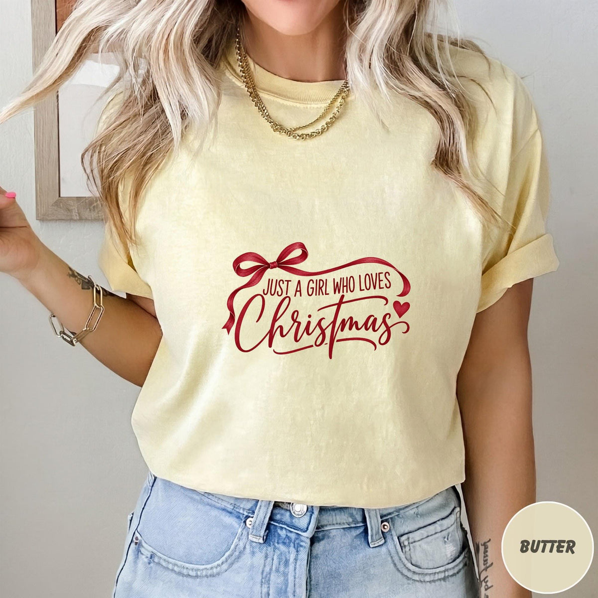 A Girl Who Loves Christmas Shirt: Comfort Colors Holiday Sweatshirt