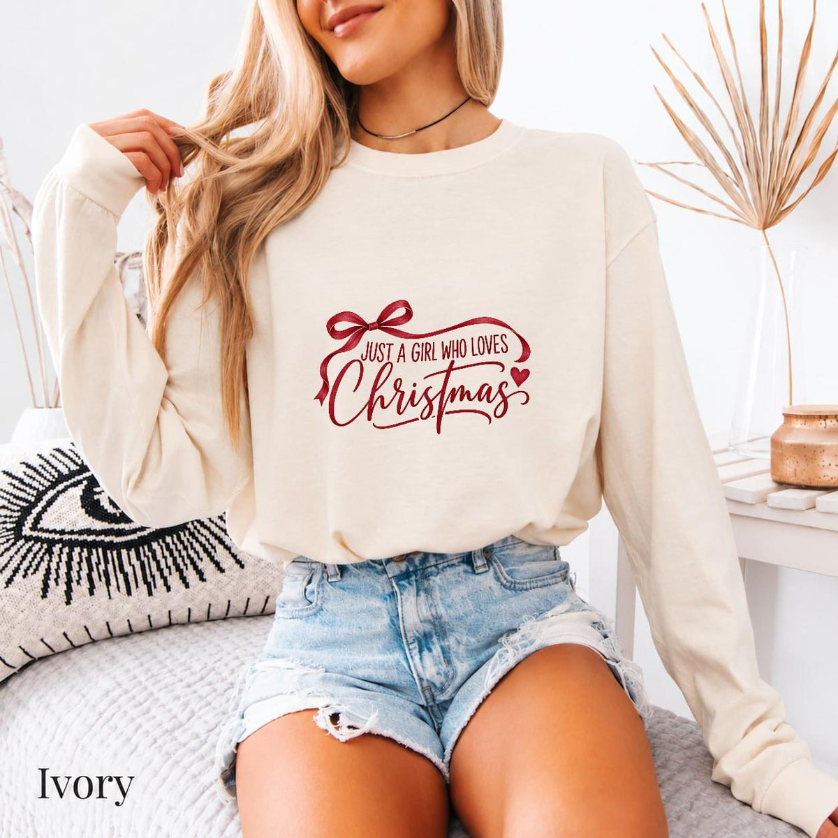 A Girl Who Loves Christmas Shirt: Comfort Colors Holiday Sweatshirt