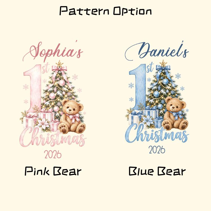 Personalized Baby 1st Christmas Ornament, Teddy Bear Name Keepsake, Christmas Gift for Granddaughter,Cozy Winter Home Accent