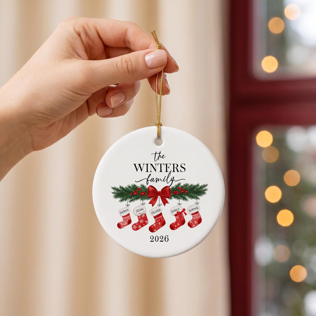 Personalized Family Christmas Ornament, Custom Family Keepsake, Stocking Christmas Tree Decor, Family Christmas Gift, Family Gift