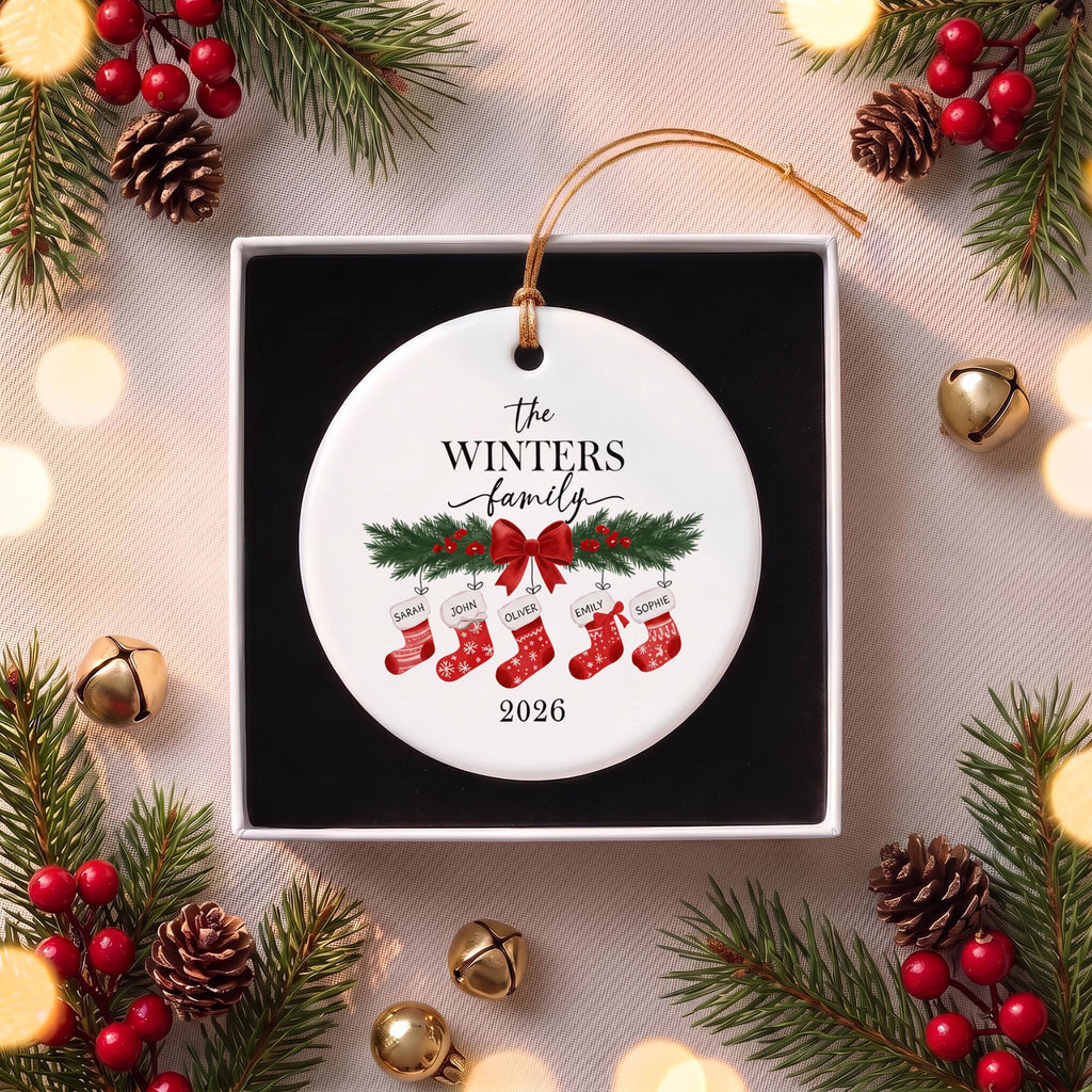 Personalized Family Christmas Ornament, Custom Family Keepsake, Stocking Christmas Tree Decor, Family Christmas Gift, Family Gift