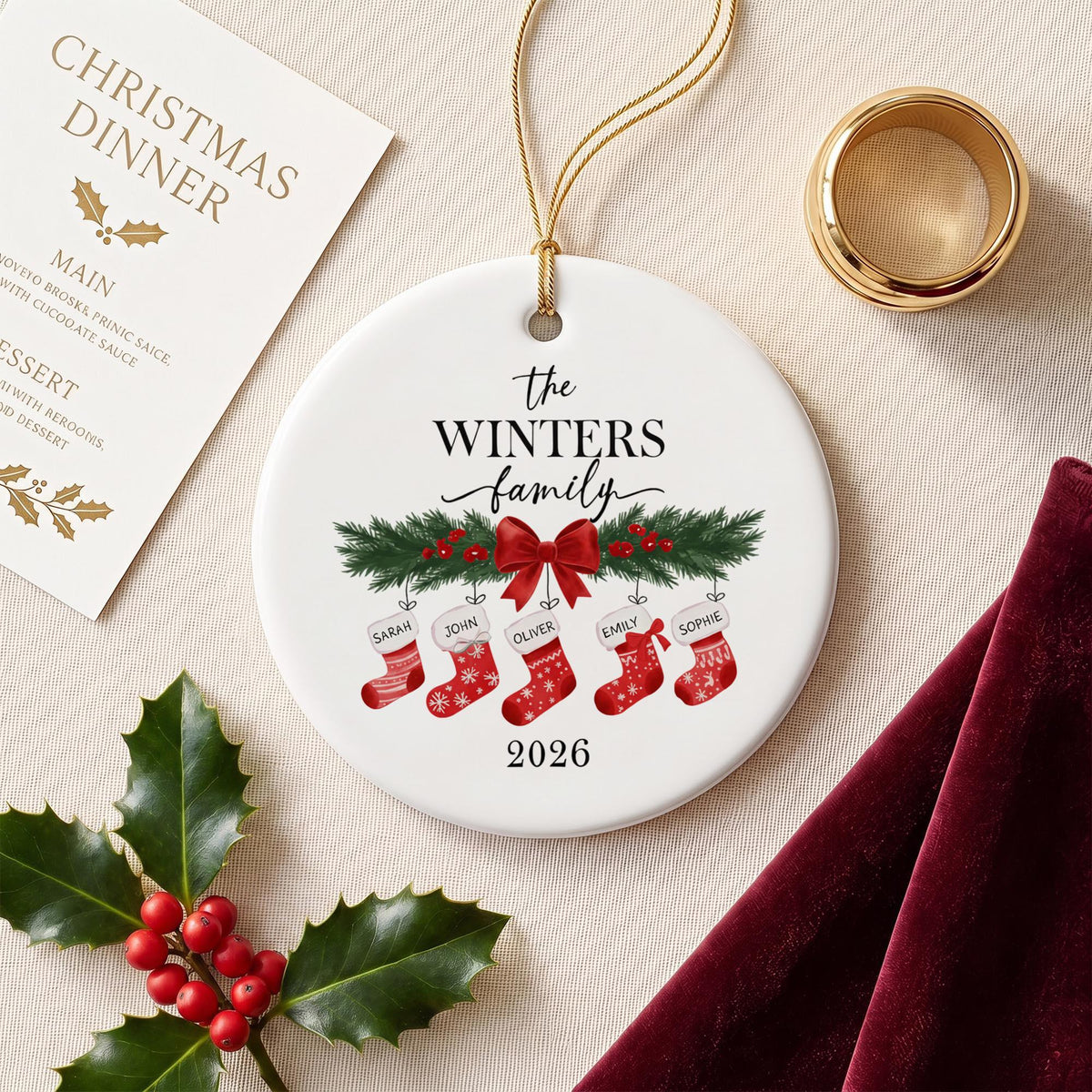 Personalized Family Christmas Ornament, Custom Family Keepsake, Stocking Christmas Tree Decor, Family Christmas Gift, Family Gift