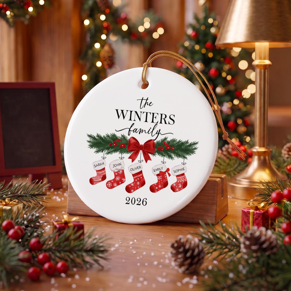 Personalized Family Christmas Ornament, Custom Family Keepsake, Stocking Christmas Tree Decor, Family Christmas Gift, Family Gift
