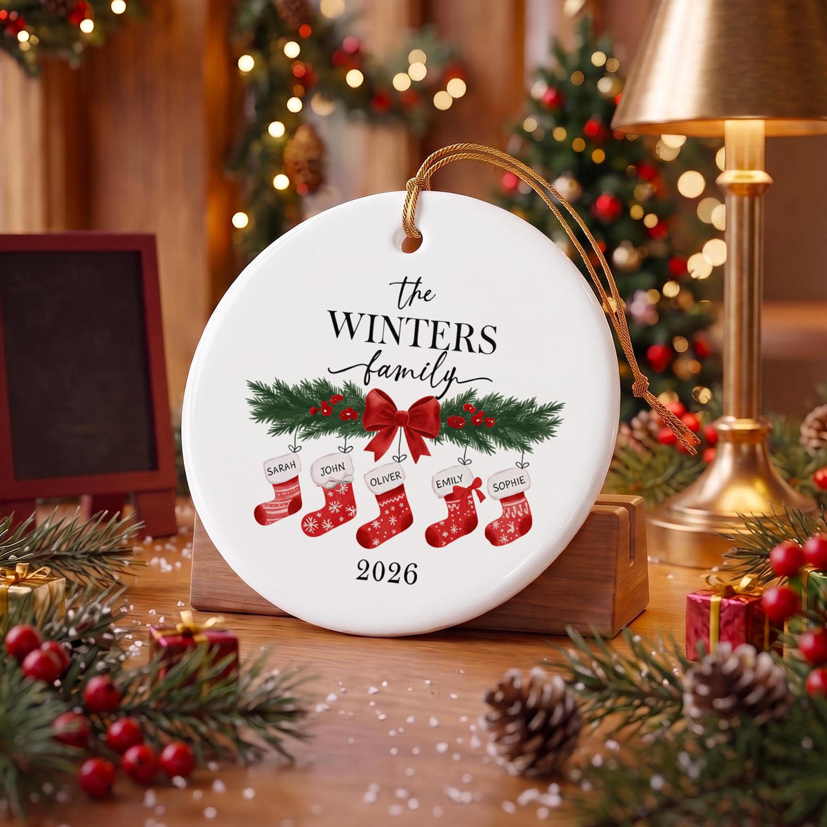 Personalized Family Christmas Ornament, Custom Family Keepsake, Stocking Christmas Tree Decor, Family Christmas Gift, Family Gift