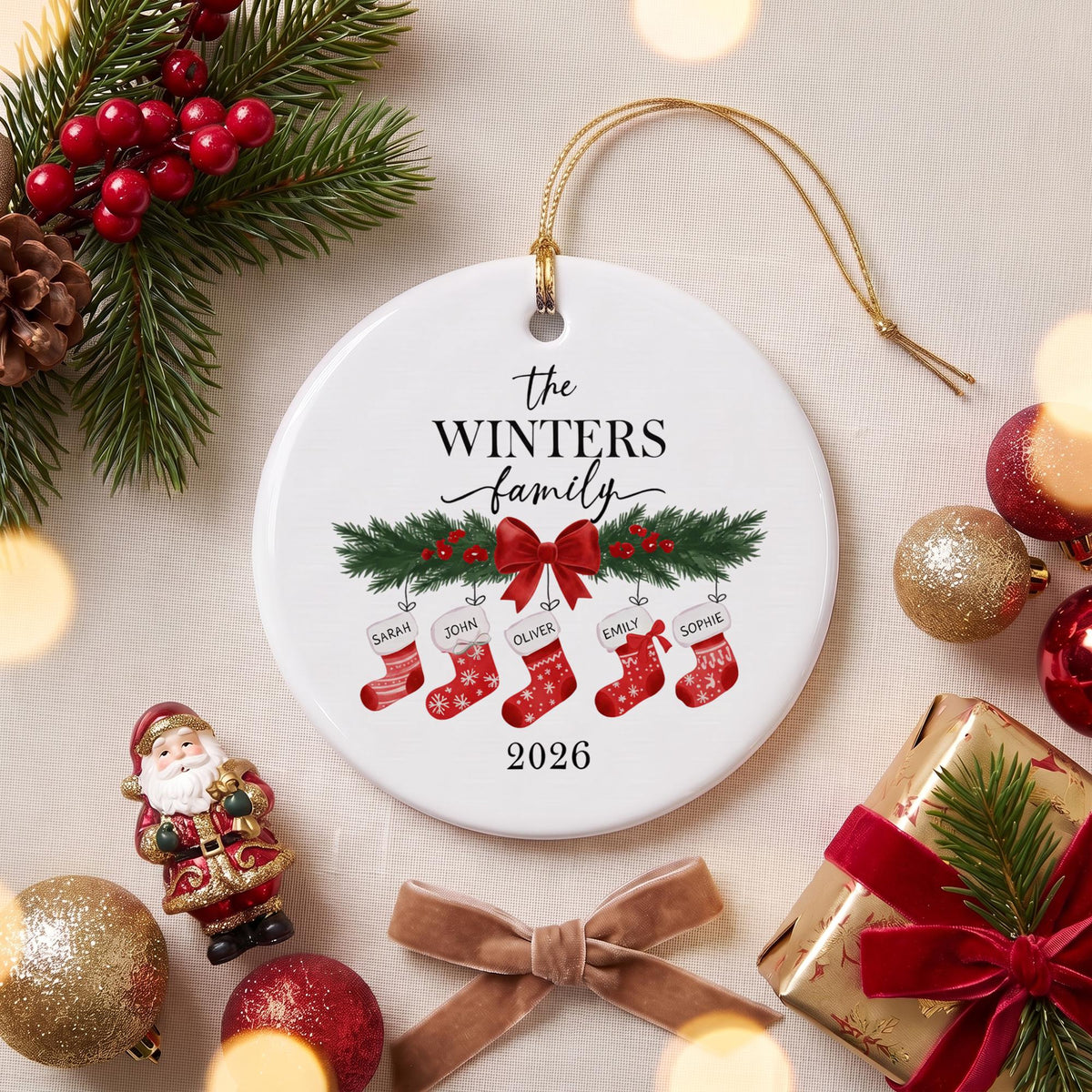 Personalized Family Christmas Ornament, Custom Family Keepsake, Stocking Christmas Tree Decor, Family Christmas Gift, Family Gift