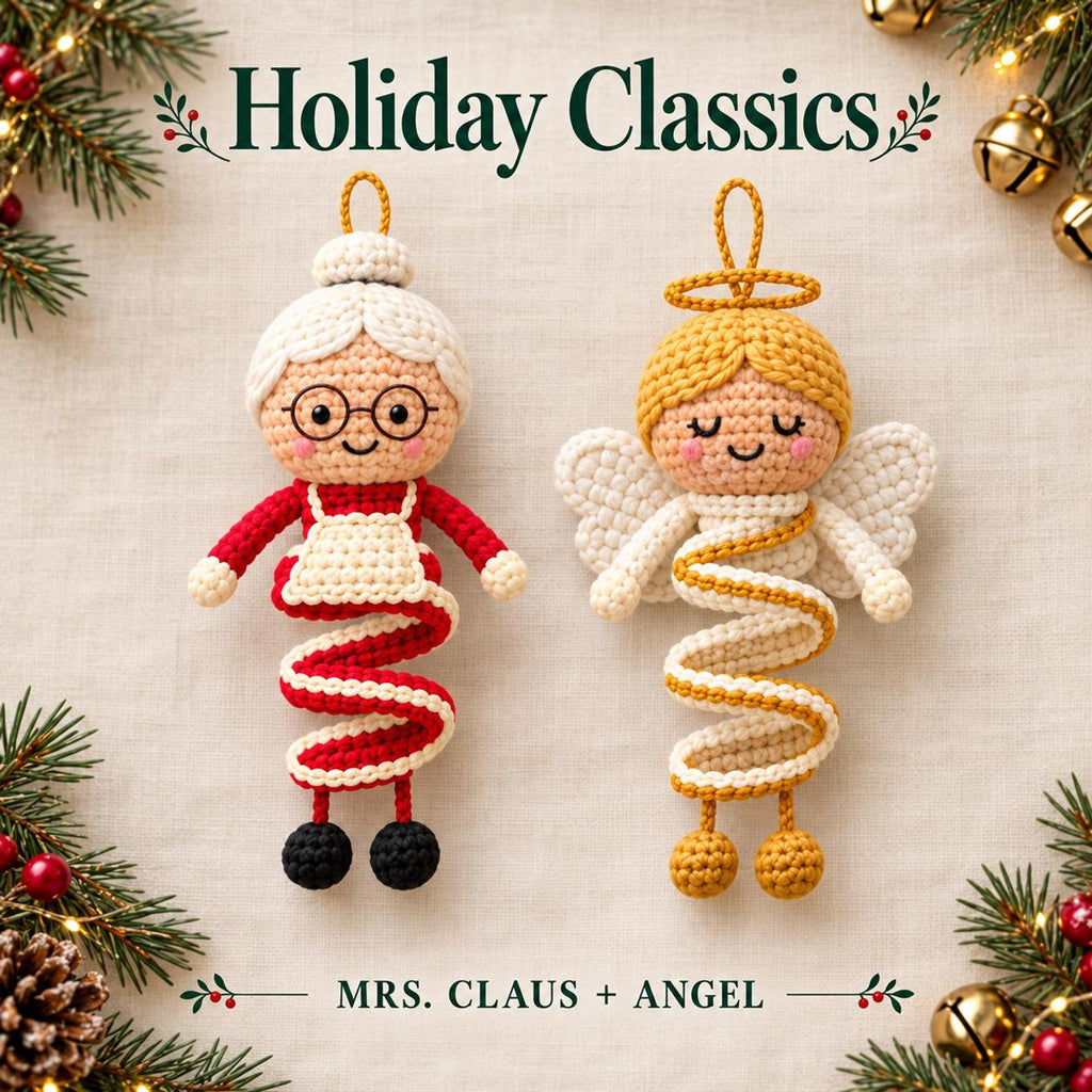 12 Christmas Spiral Ornaments Crochet Wind Spinner Pattern Bundle PDF, Santa Snowman Elf Reindeer Hanging Amigurumi Christmas Home Decor