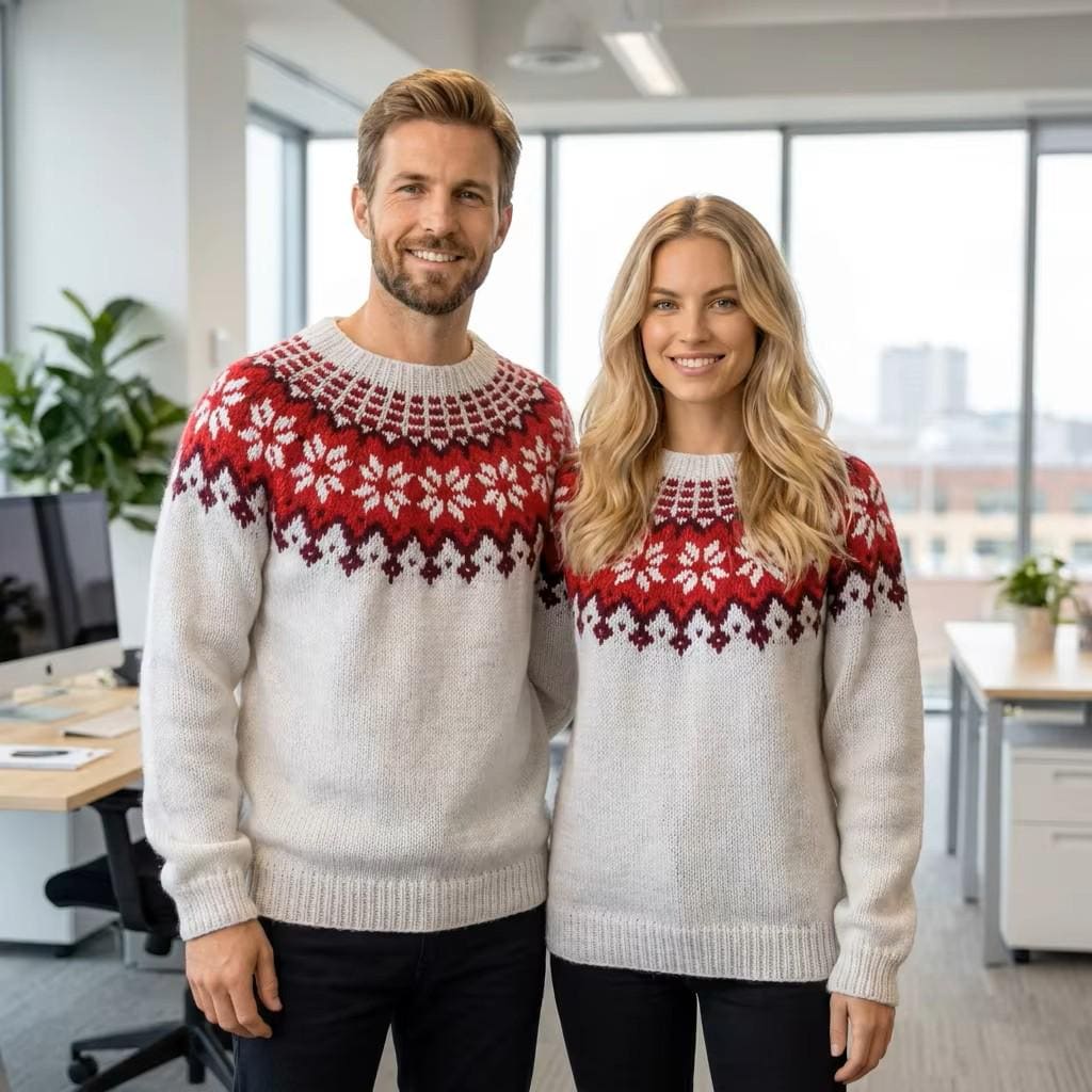 Hand-knitted wool Icelandic sweater Unisex wool sweater Hand-made soft and fuzzy christmas sweater Nordic knit pullover