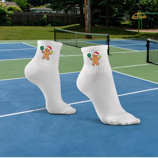 Pickleball Christmas Socks for Women | Gingerbread Pickleball Socks | Christmas Pickleball Gift | Athletic Ankle Socks