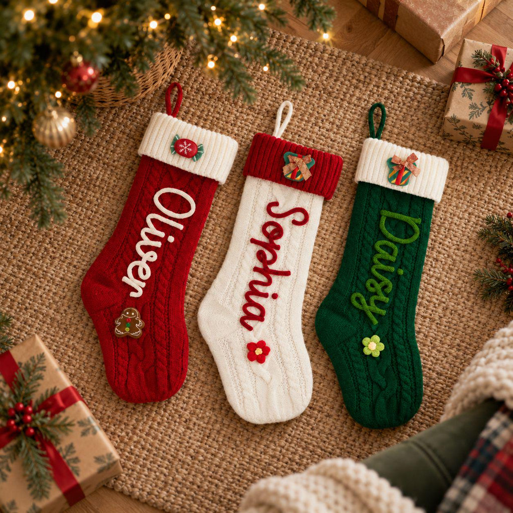 2026 Christmas Personalized Christmas Stocking - Custom Name Knit Stocking - Toddler Knit Stocking - Christmas Stocking Day