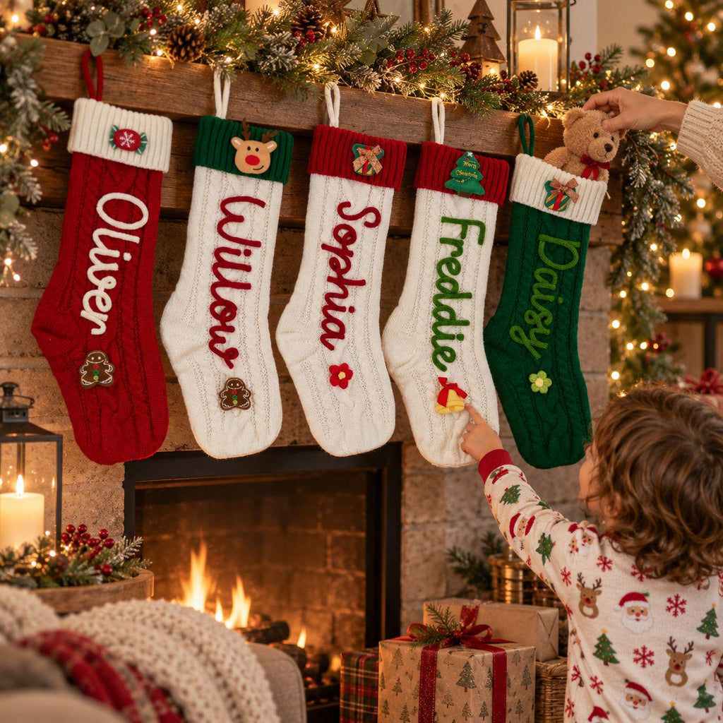 2026 Christmas Personalized Christmas Stocking - Custom Name Knit Stocking - Toddler Knit Stocking - Christmas Stocking Day
