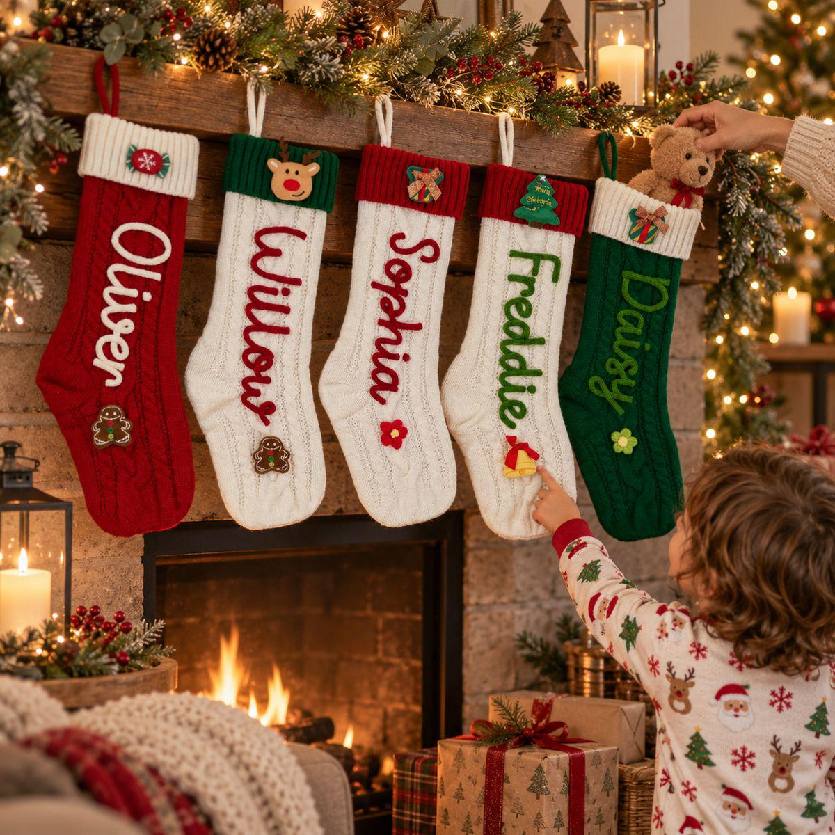 2026 Christmas Personalized Christmas Stocking - Custom Name Knit Stocking - Toddler Knit Stocking - Christmas Stocking Day