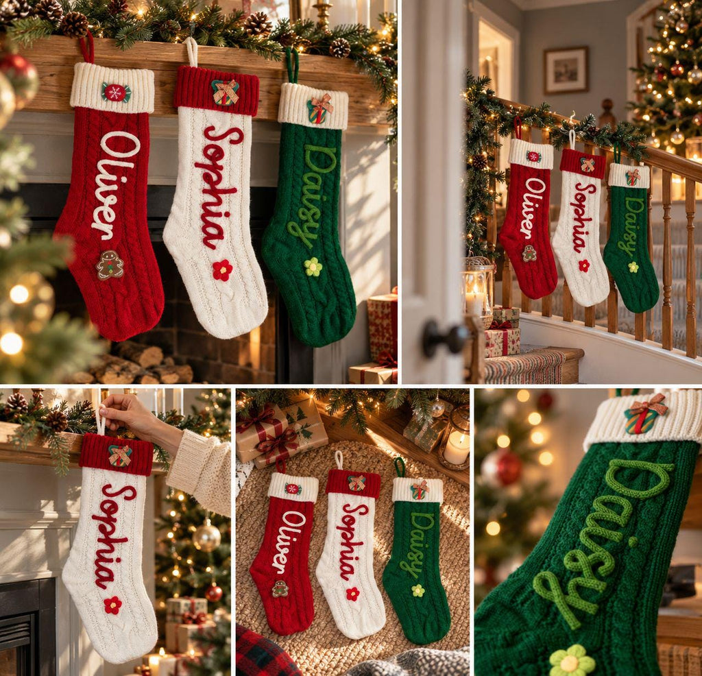 2026 Christmas Personalized Christmas Stocking - Custom Name Knit Stocking - Toddler Knit Stocking - Christmas Stocking Day