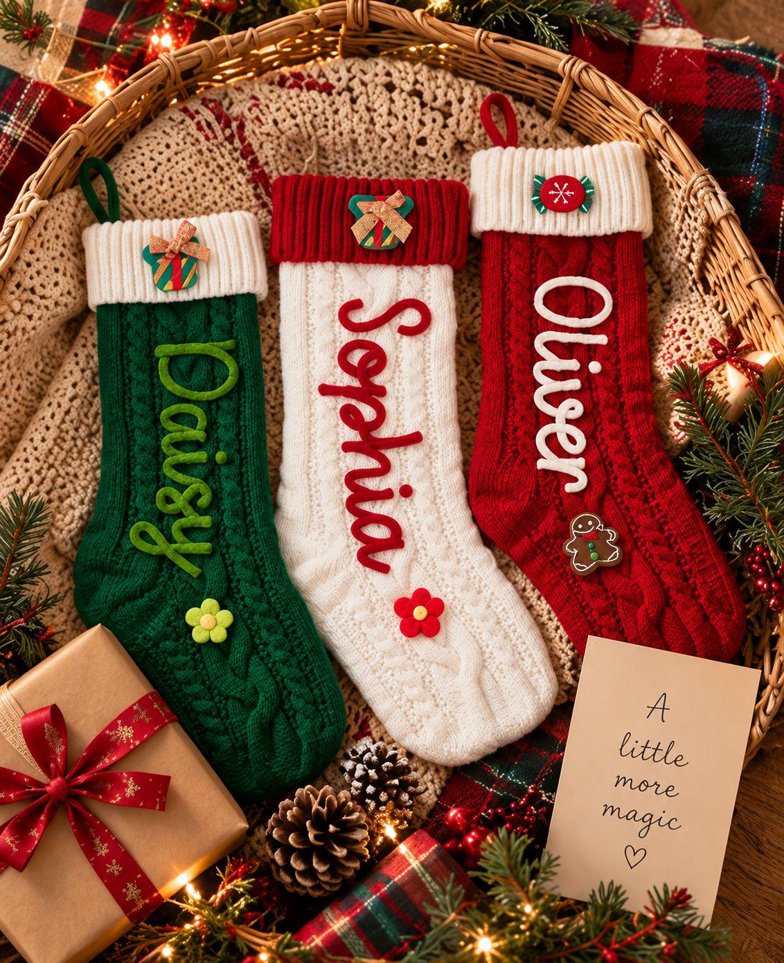 2026 Christmas Personalized Christmas Stocking - Custom Name Knit Stocking - Toddler Knit Stocking - Christmas Stocking Day