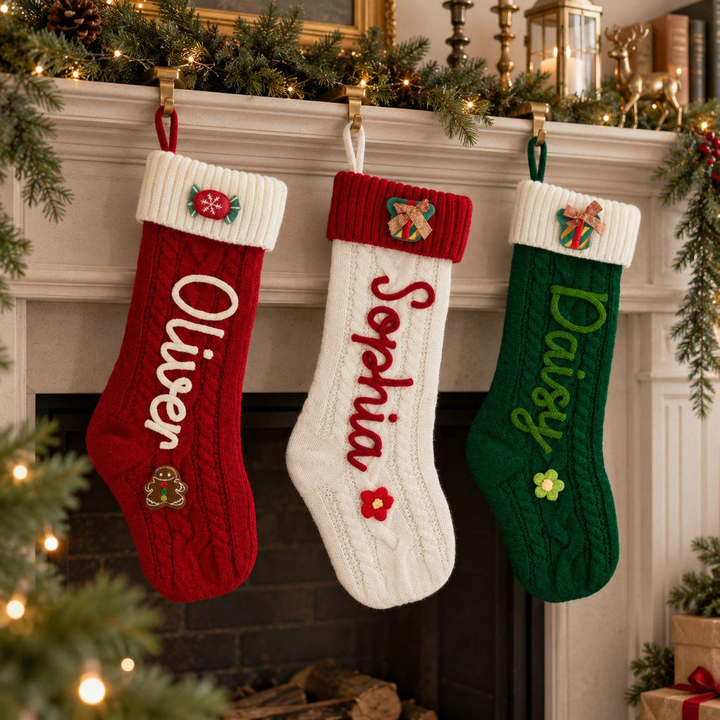2026 Christmas Personalized Christmas Stocking - Custom Name Knit Stocking - Toddler Knit Stocking - Christmas Stocking Day