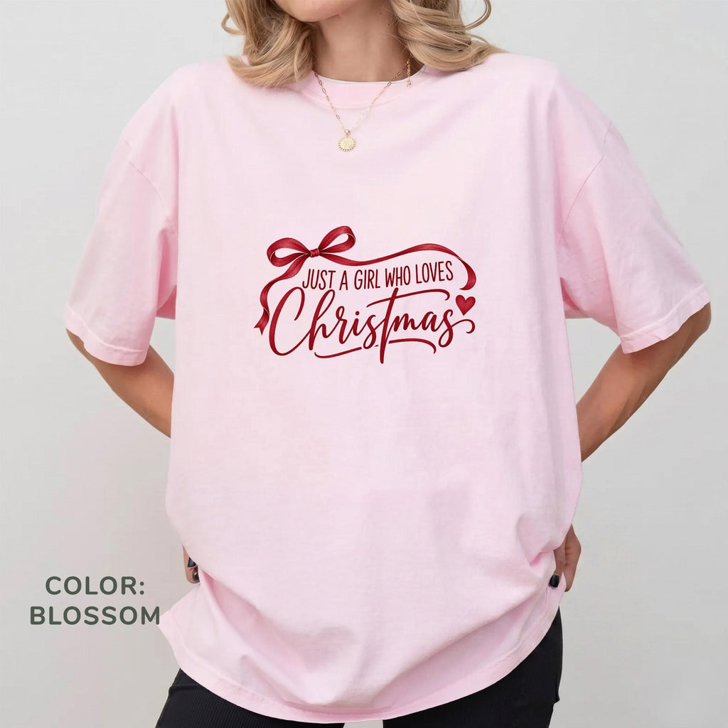A Girl Who Loves Christmas Shirt: Comfort Colors Holiday Sweatshirt
