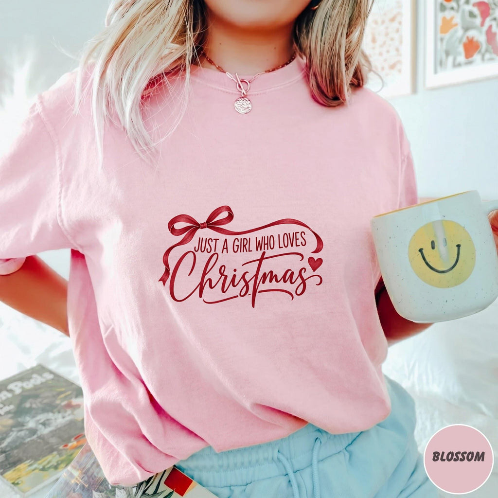 A Girl Who Loves Christmas Shirt: Comfort Colors Holiday Sweatshirt