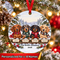 Personalized Dachshund Family Metal Ornament | Custom Names, Snowy Christmas Scene, 2026