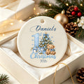Personalized Baby 1st Christmas Ornament, Teddy Bear Name Keepsake, Christmas Gift for Granddaughter,Cozy Winter Home Accent