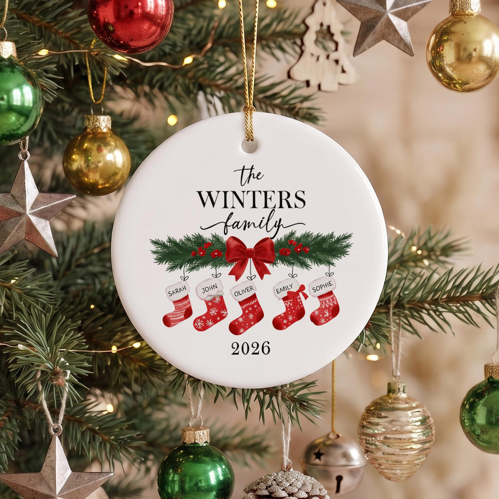 Personalized Family Christmas Ornament, Custom Family Keepsake, Stocking Christmas Tree Decor, Family Christmas Gift, Family Gift
